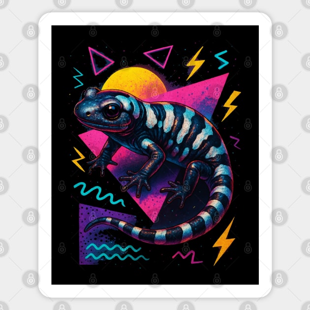 Retro Neon Marbled Salamander Sticker by Reptiq's Store